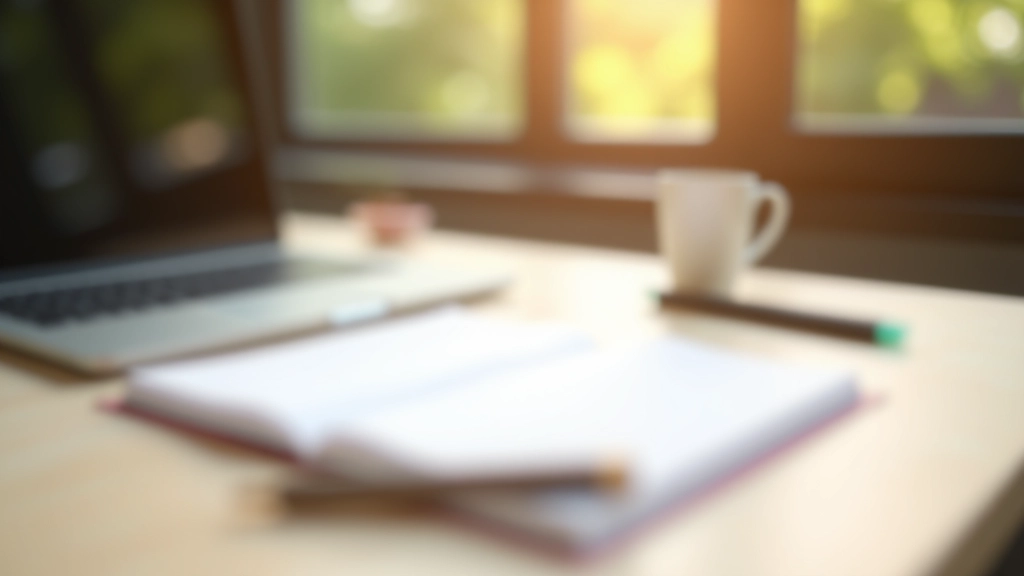 Espace de travail moderne avec cahier de planification, stylo et tasse de café sur bureau en bois clair