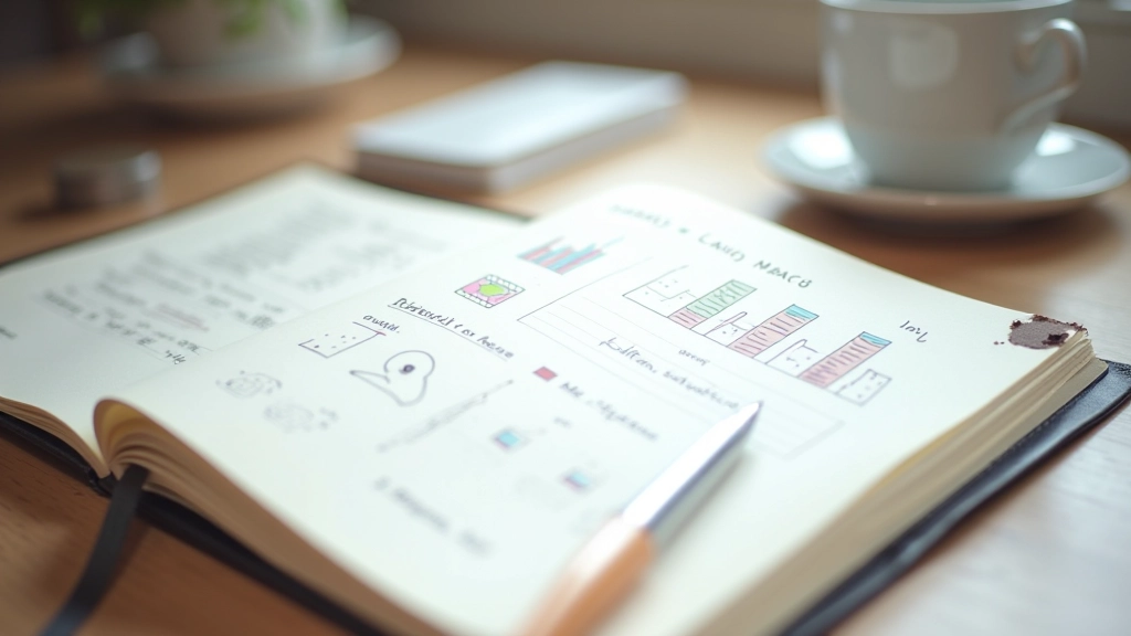 Carnet de suivi avec graphiques de progression tracés à la main et notes de révision mensuelle