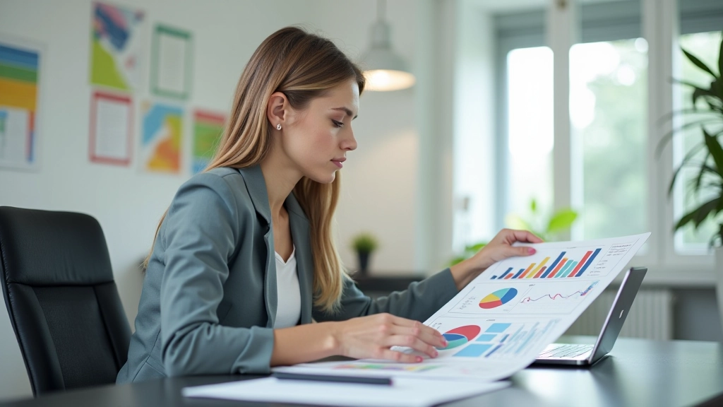 Personne examinant un tableau de bord de suivi mensuel avec données détaillées et annotations